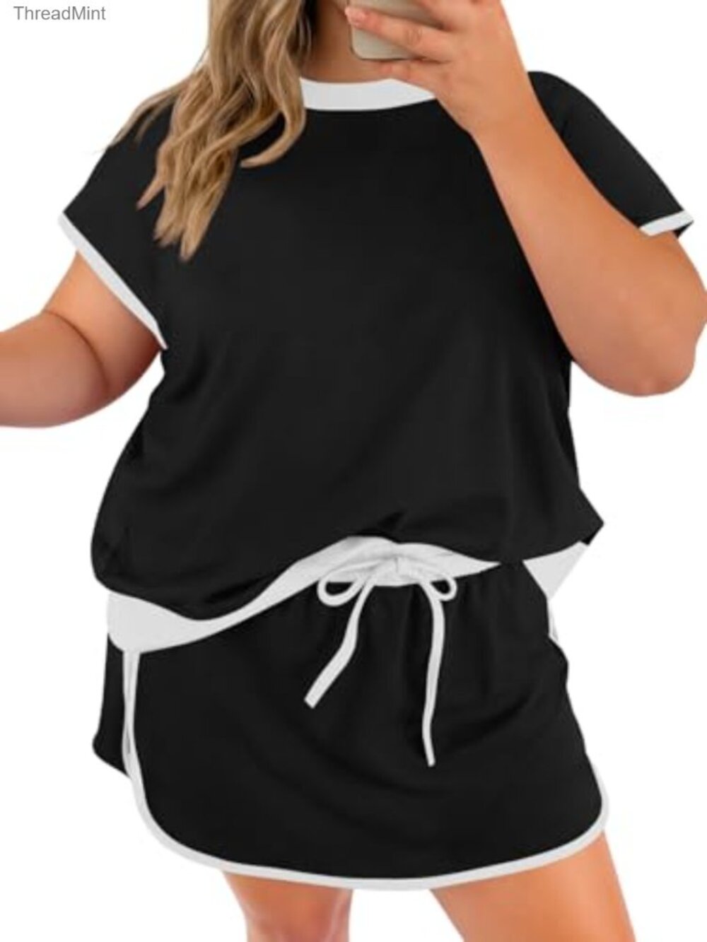 Women's Plus Size 2 Piece Skort Set Matching Outfit Short Sleeve
